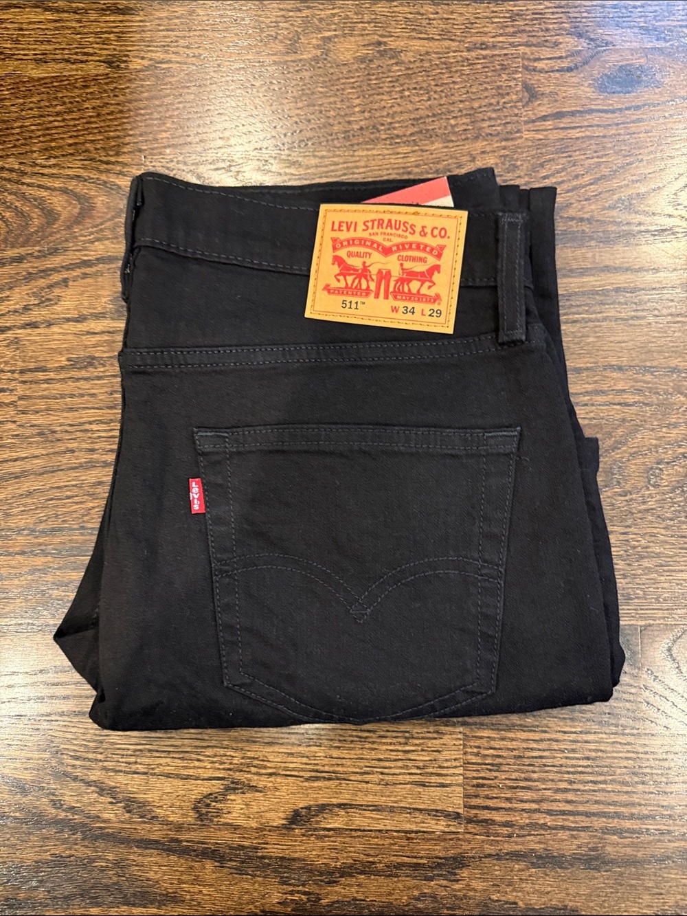 Levi's Men's 511 34x29  Slim Black Jeans with Red Tab